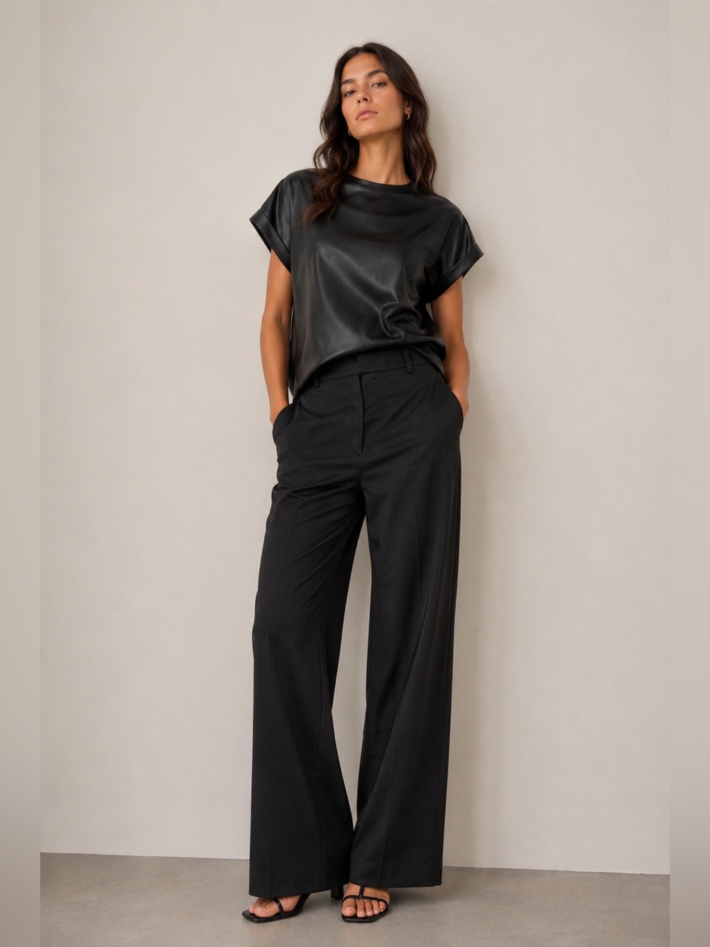 Zara faux leather like finish top